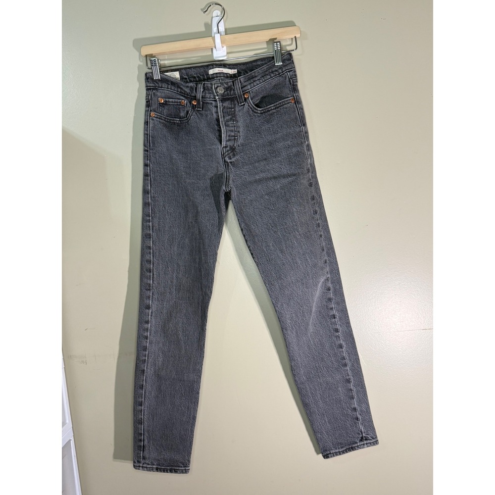 Levis Premium Minimalist Wedgie Straight Jeans Washed Black High Rise 25